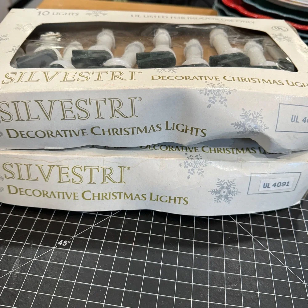 Silvestri Vintage Christmas Lights Clip On Candle 10 Light String Lot of 2 Boxes